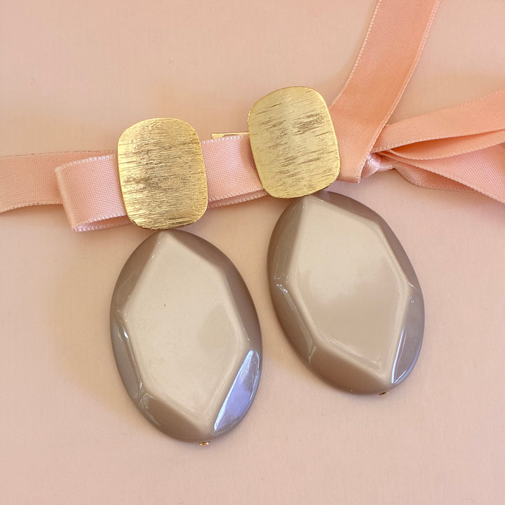 Bronze plain statement earrings