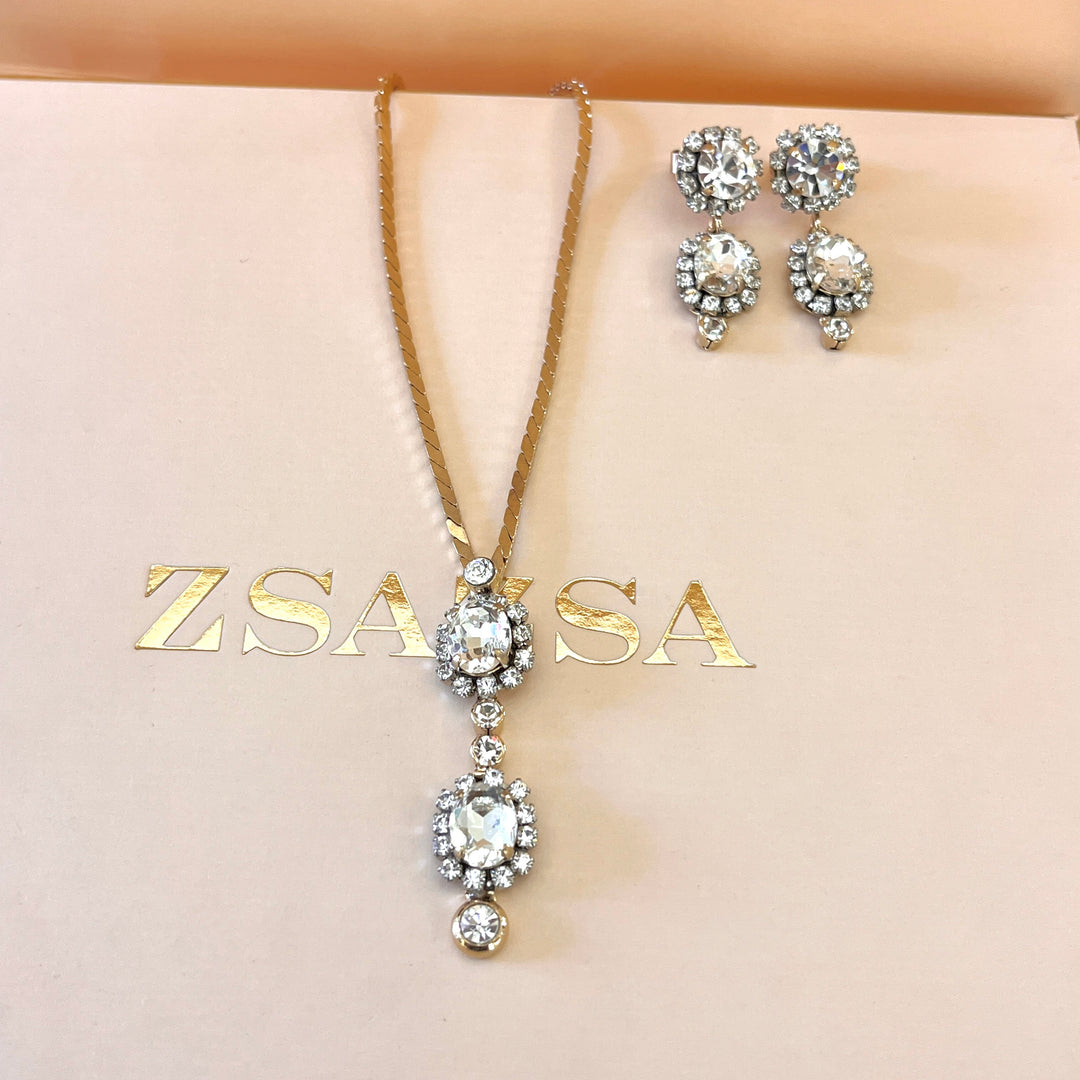Swarovski crystals flower gold plated set