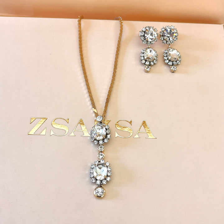 Swarovski crystals flower gold plated set