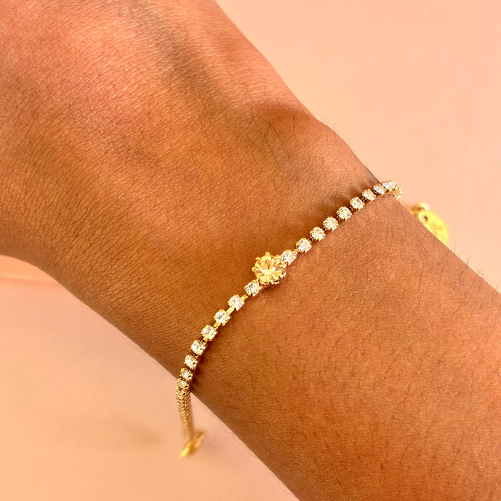 Dainty peach Swarovski crystals bracelet