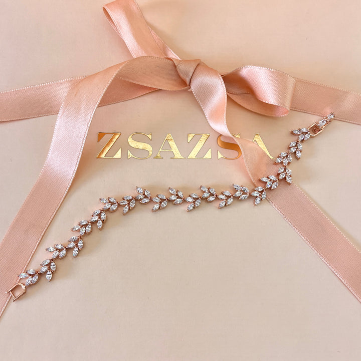 Marquise zircone rose gold plated earrings and bracelet