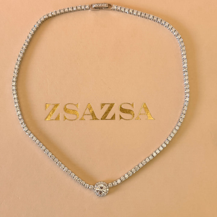 Round simple zircone silver set