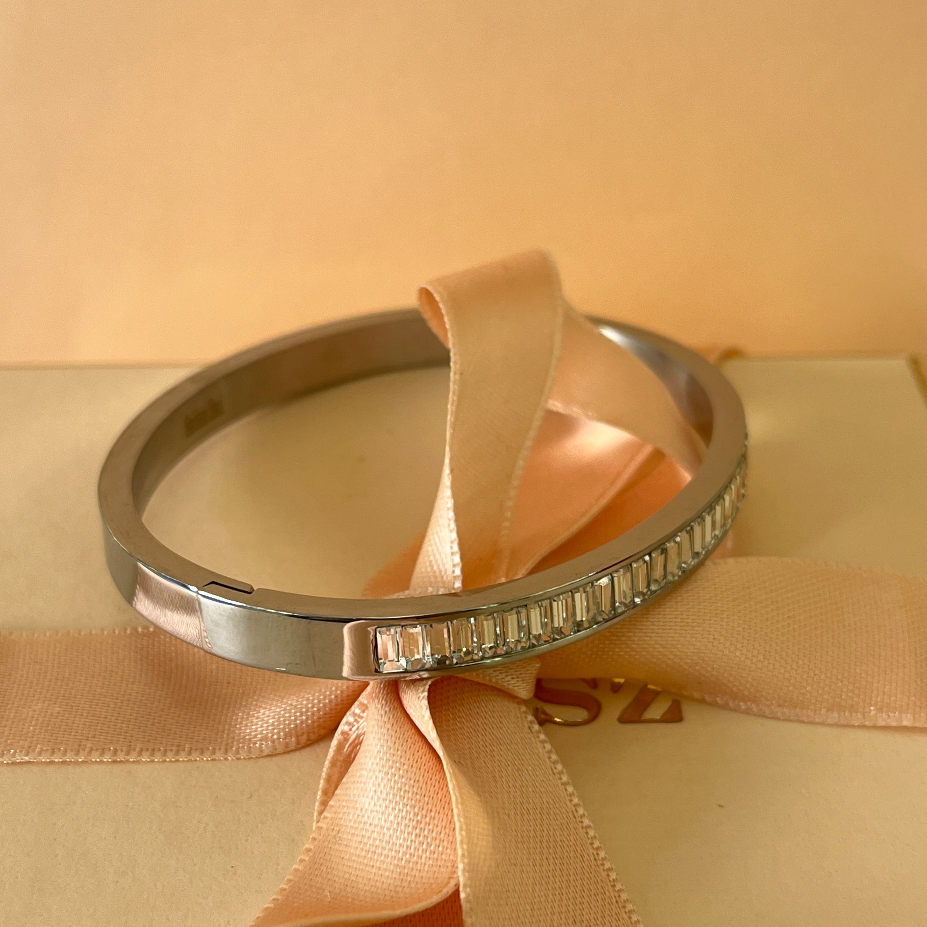 Baguette silver zircone bangle