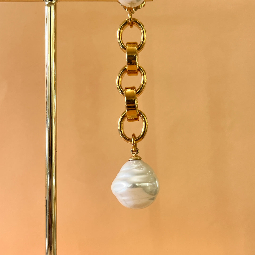 Mallorca pearls gold plated long earrings