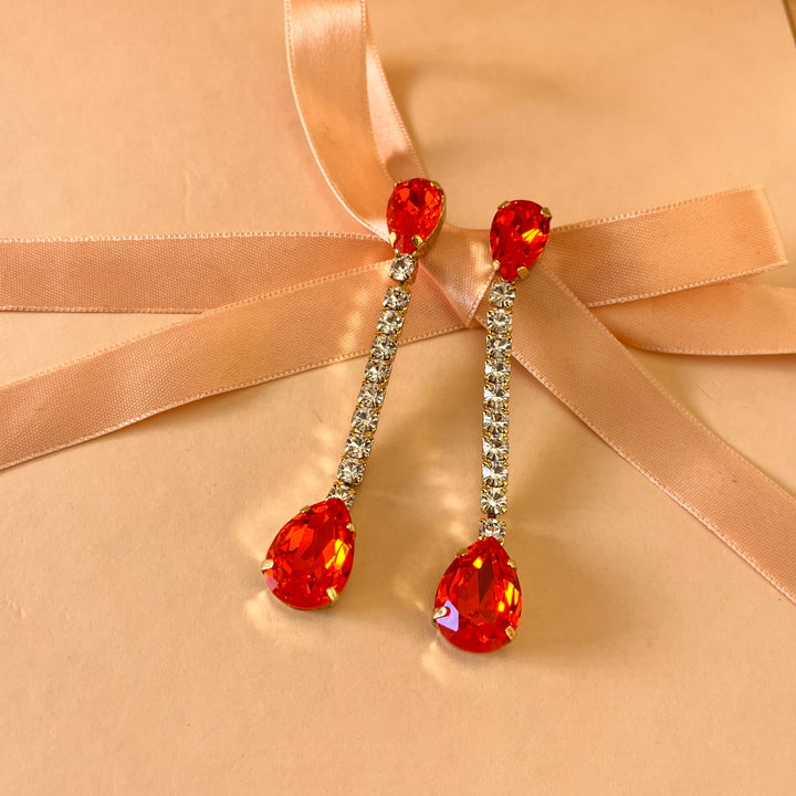 orange teardrop Preciosa crystals set