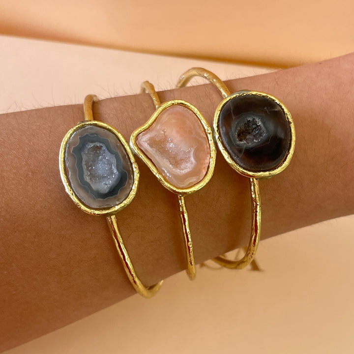 Pink & black geodes handmade set