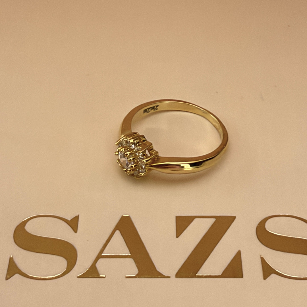 Zircone Flower Dainty Gold Ring | Gold Plated | ZsaZsa