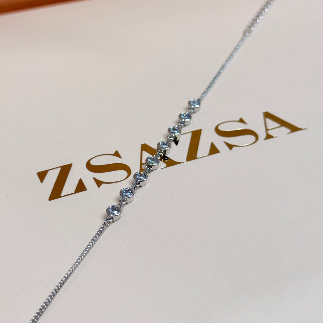 Dainty rounds zircone silver bracelet