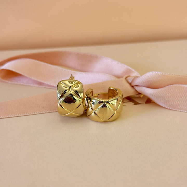 Casual cross gold plated sterling silver hoops