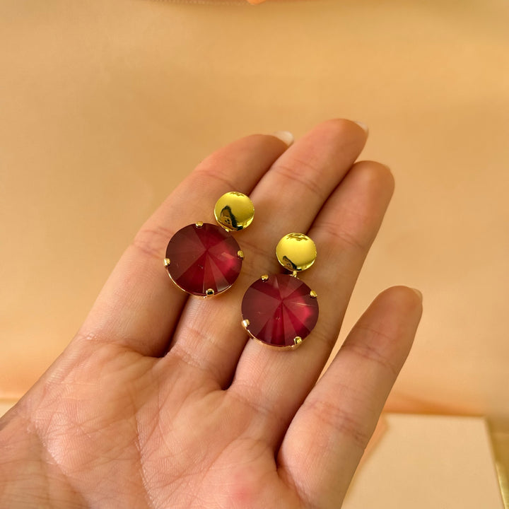 Round red Swarovski crystals earrings and ring