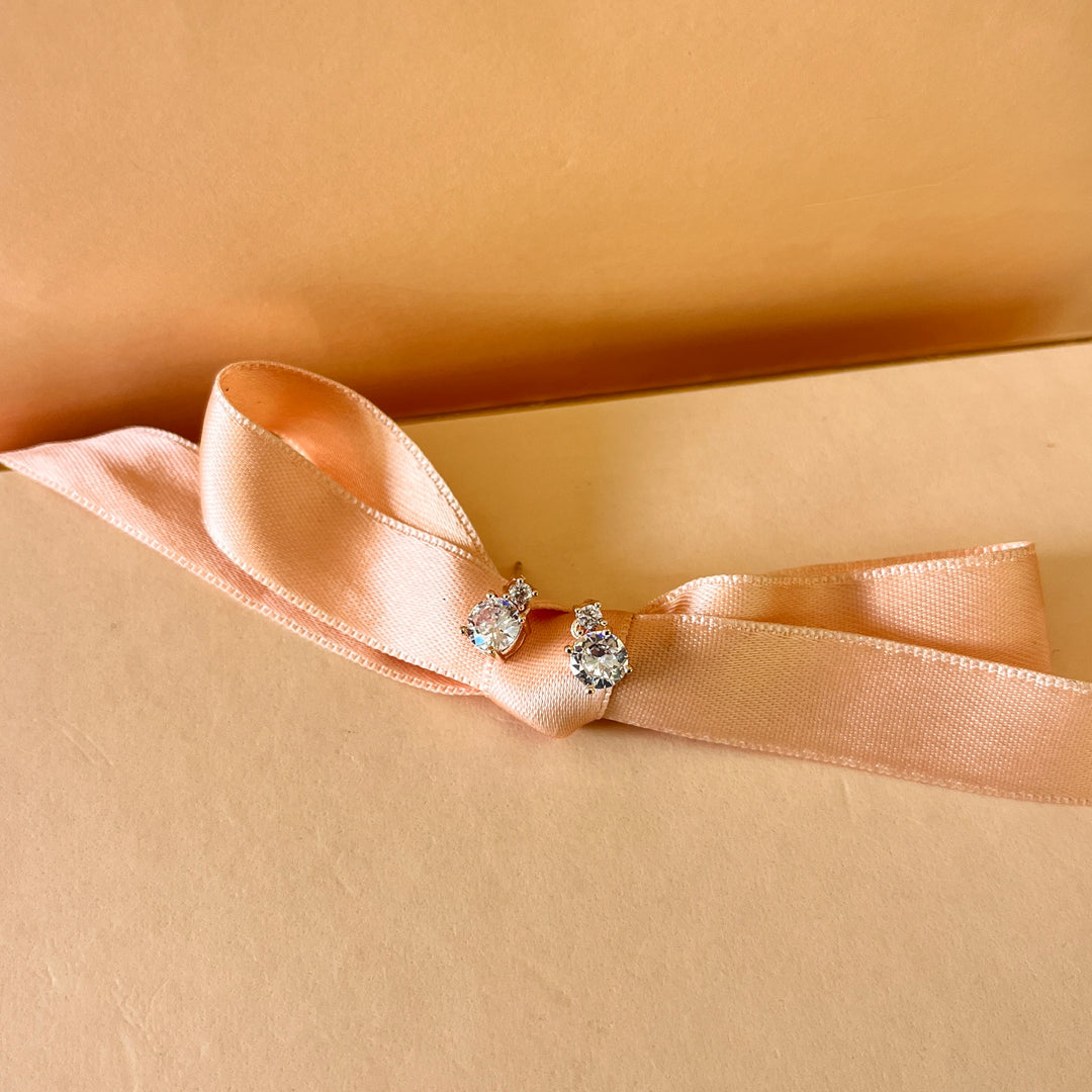 Zircone rose gold plated studs