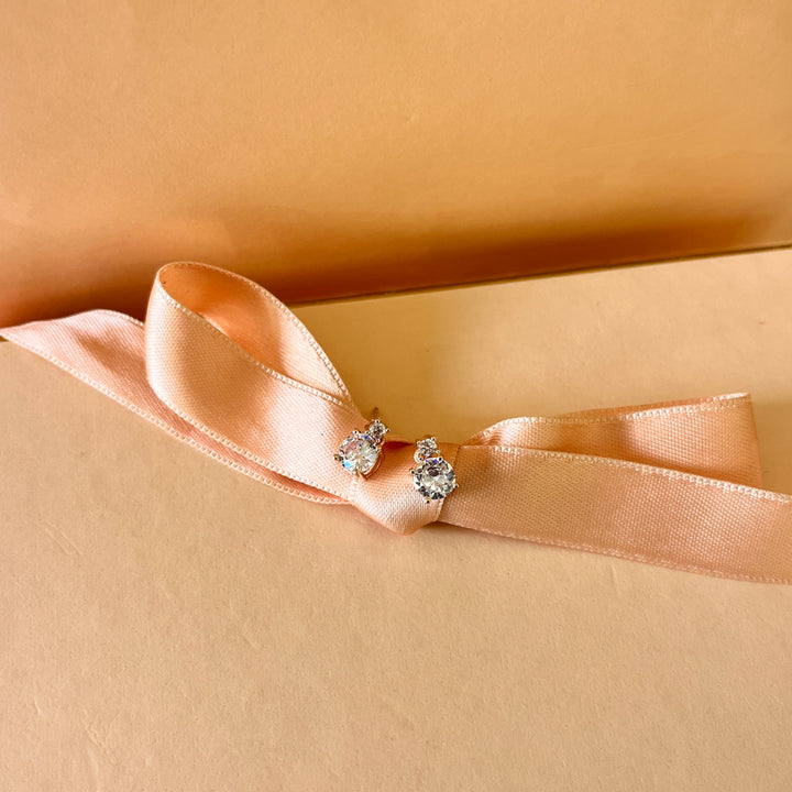 Zircone rose gold plated studs