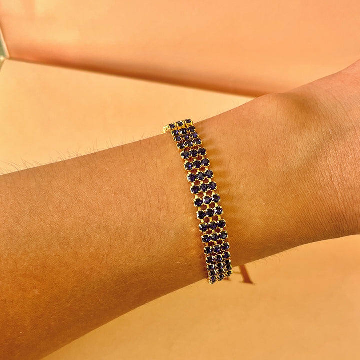 Purple preciosa crystals 3 rows bracelet