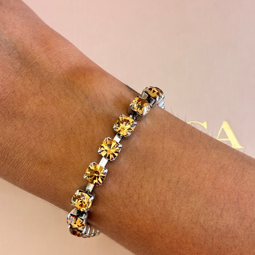 Bronze Swarovski crystals silver set