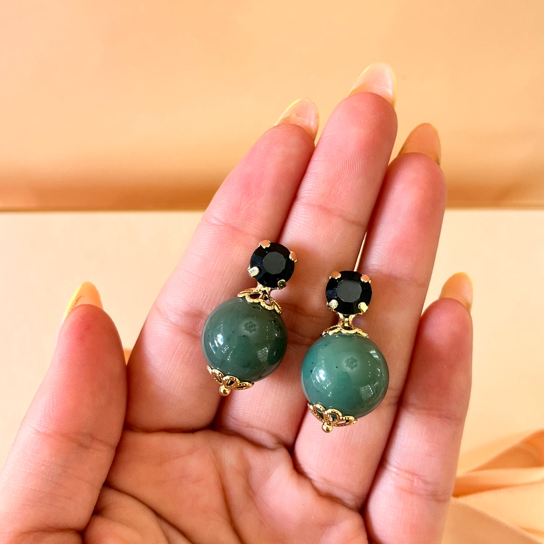 Dark green preciosa crystals with resin earrings