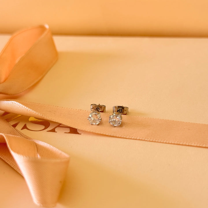 Small dainty zircone silver studs