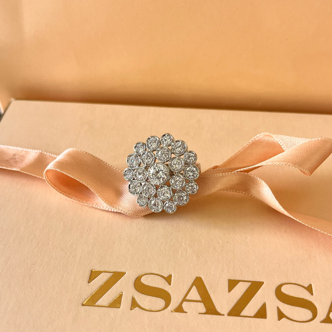 Statement white gold plated set