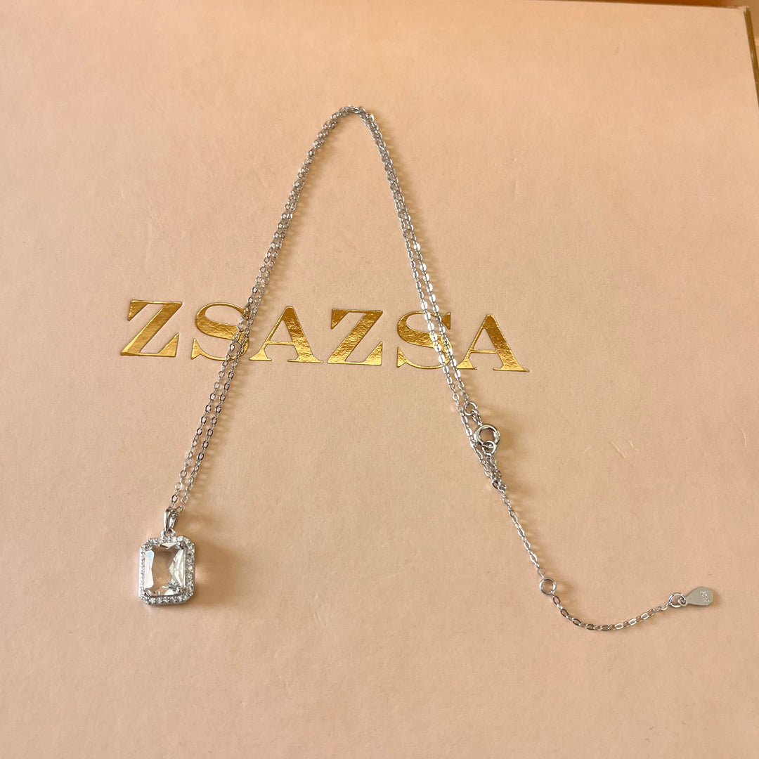 zircone sterling silver rectangular set