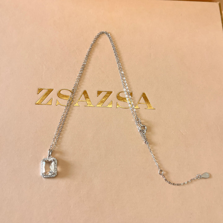 zircone sterling silver rectangular set