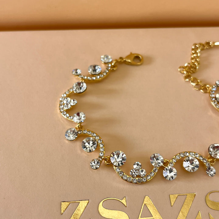 Swarovski crystals round gold plated bracelet