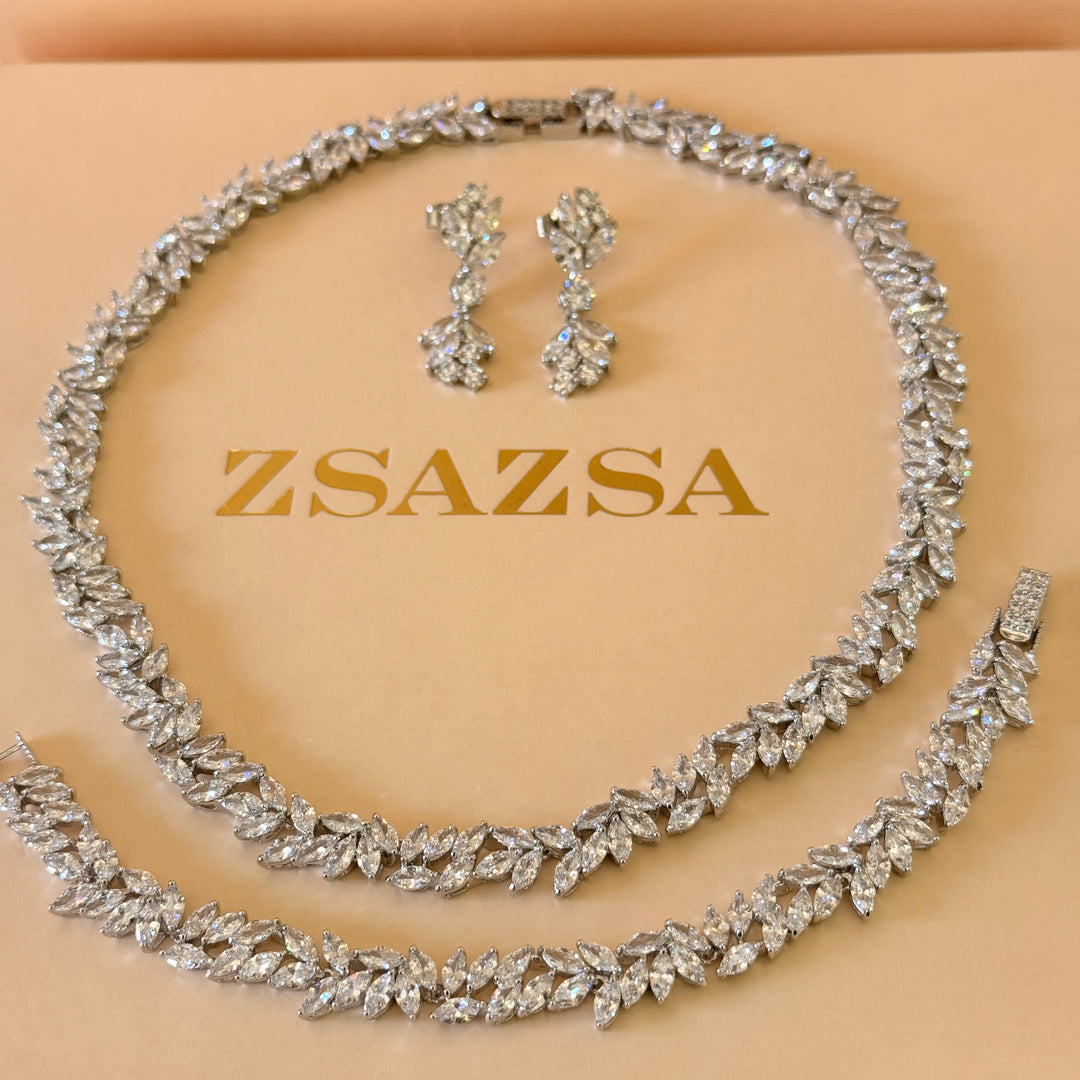 Marquise zircone silver set