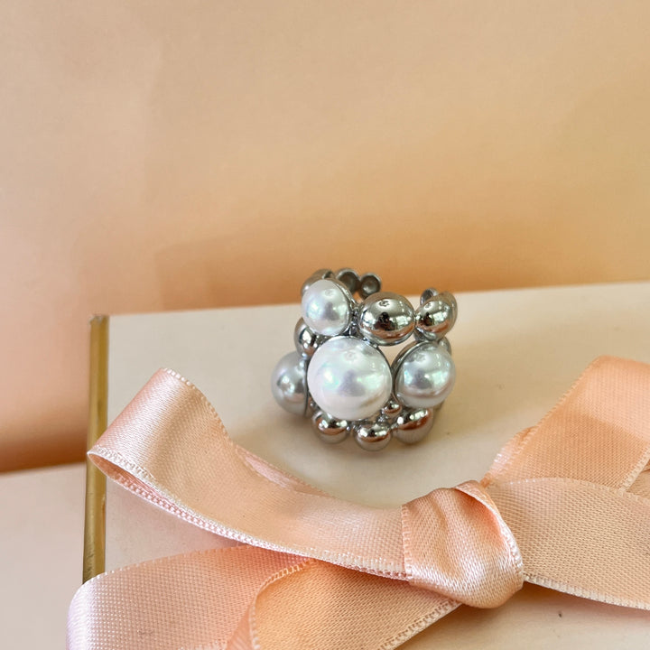 Mallorca pearls white gold plated ring