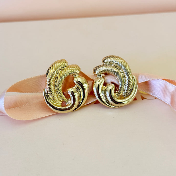 Plain twisted gold plated clip on earrings