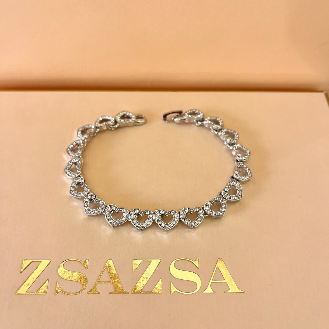 Swarovski crystals heart white gold plated set