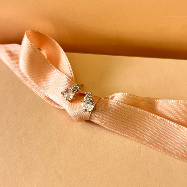 Zircone rose gold plated studs