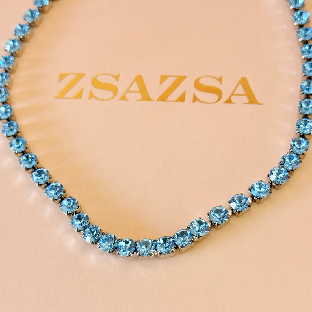 Preciosa crystals turquoise silver necklace