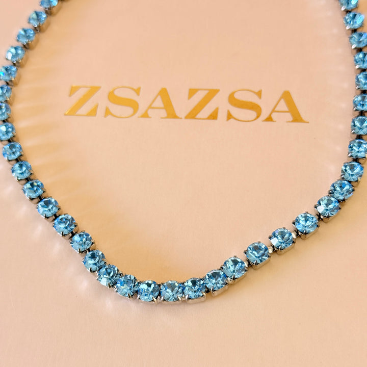 Preciosa crystals turquoise silver necklace