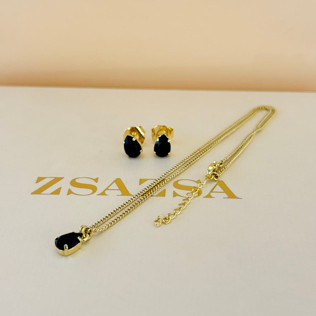 Dainty teardrop plum Swarovski crystals set