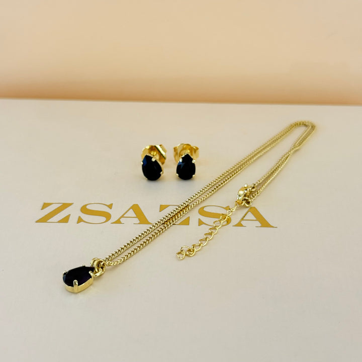 Dainty teardrop plum Swarovski crystals set