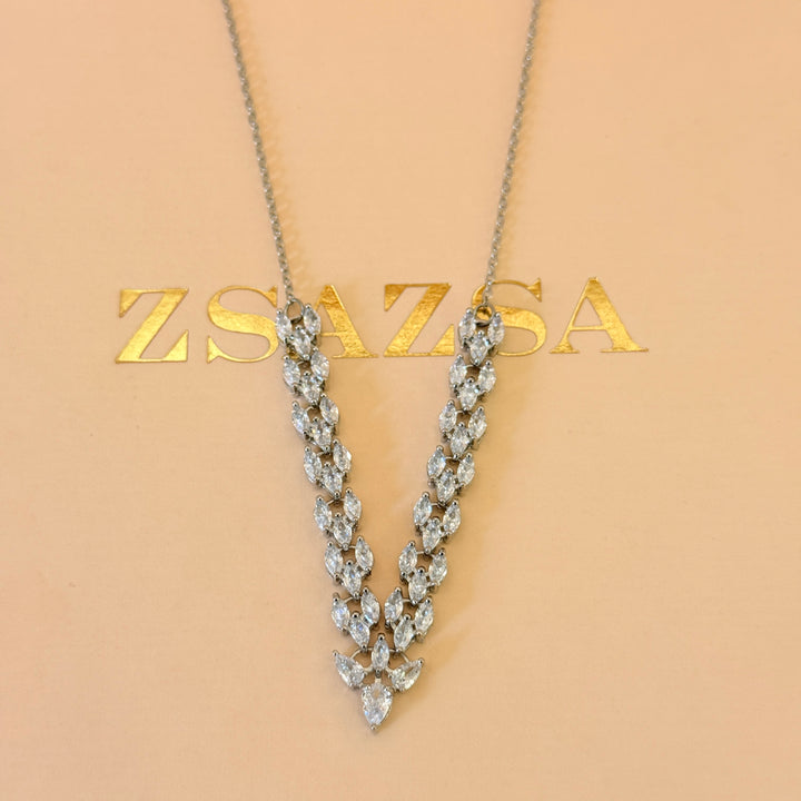 Marquise zircone silver necklace