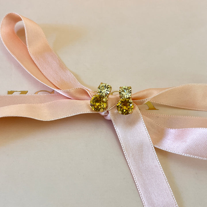 Yellow Swarovski crystals studs