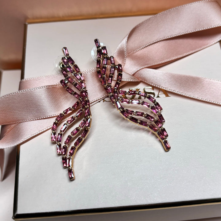 Light red baguette earrings