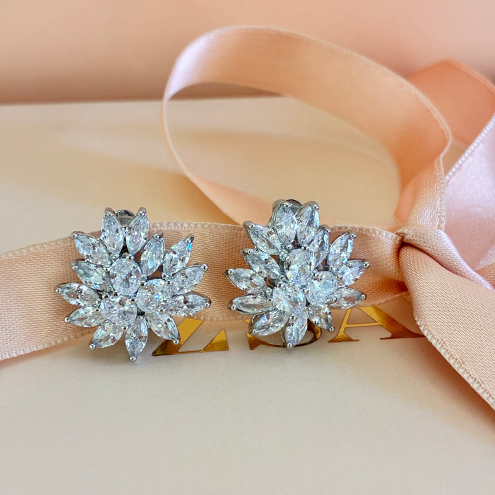Marquise zircone silver clip on