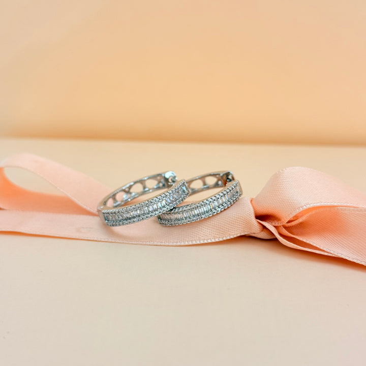 Baguette zircone silver hoops