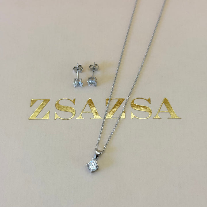 Solitaire zircone sterling silver set