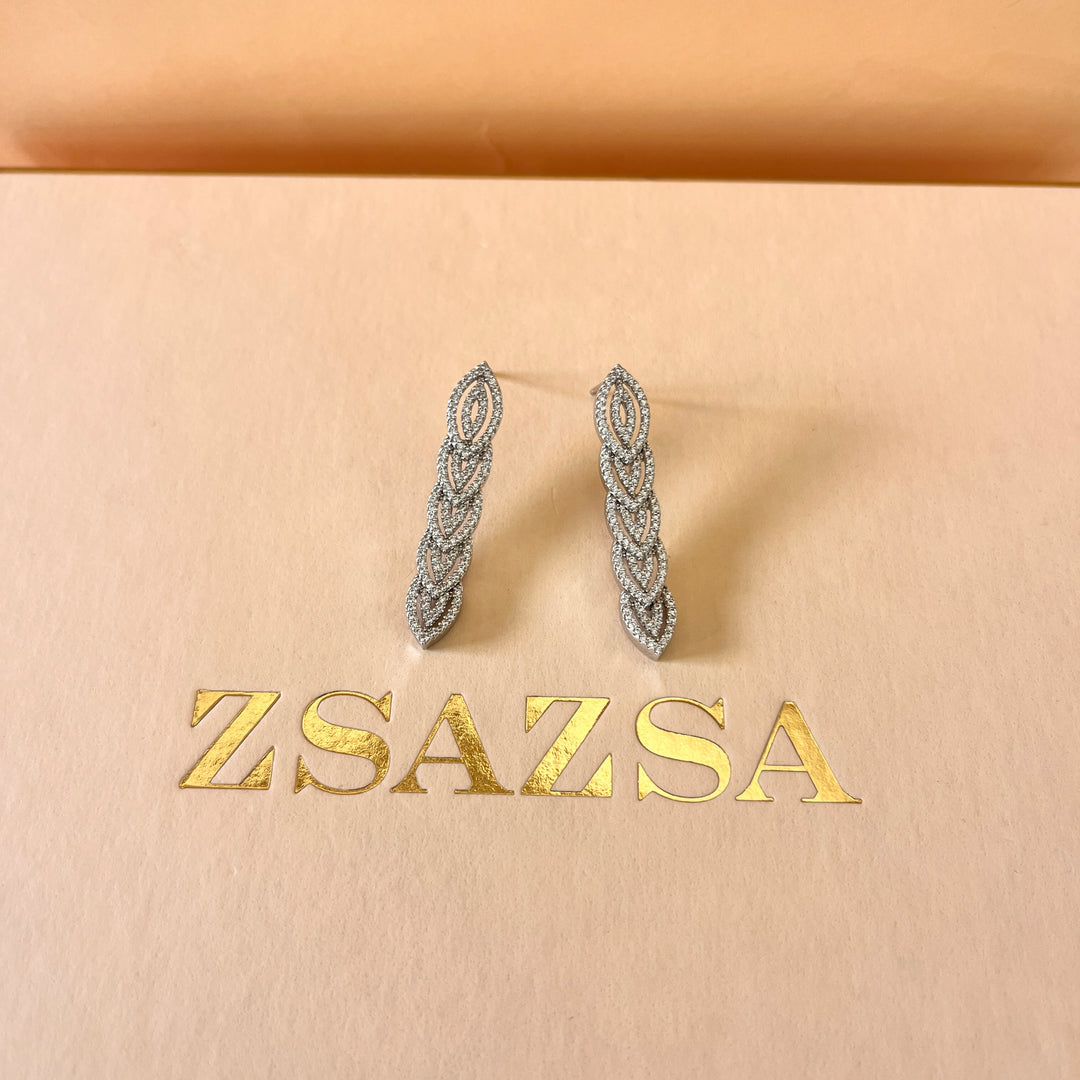 Leaf zircone white gold plated set
