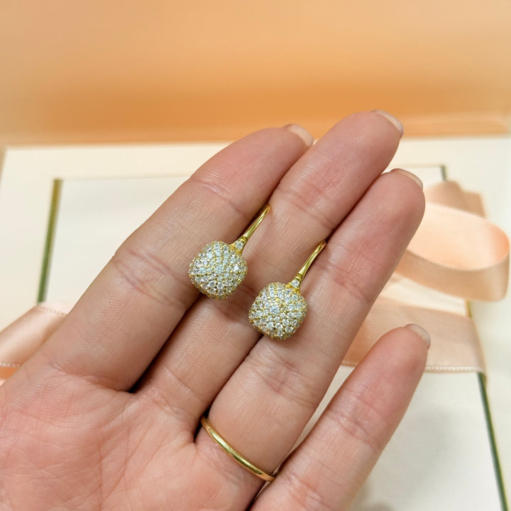 Square zircone sterling silver gold plated hooks