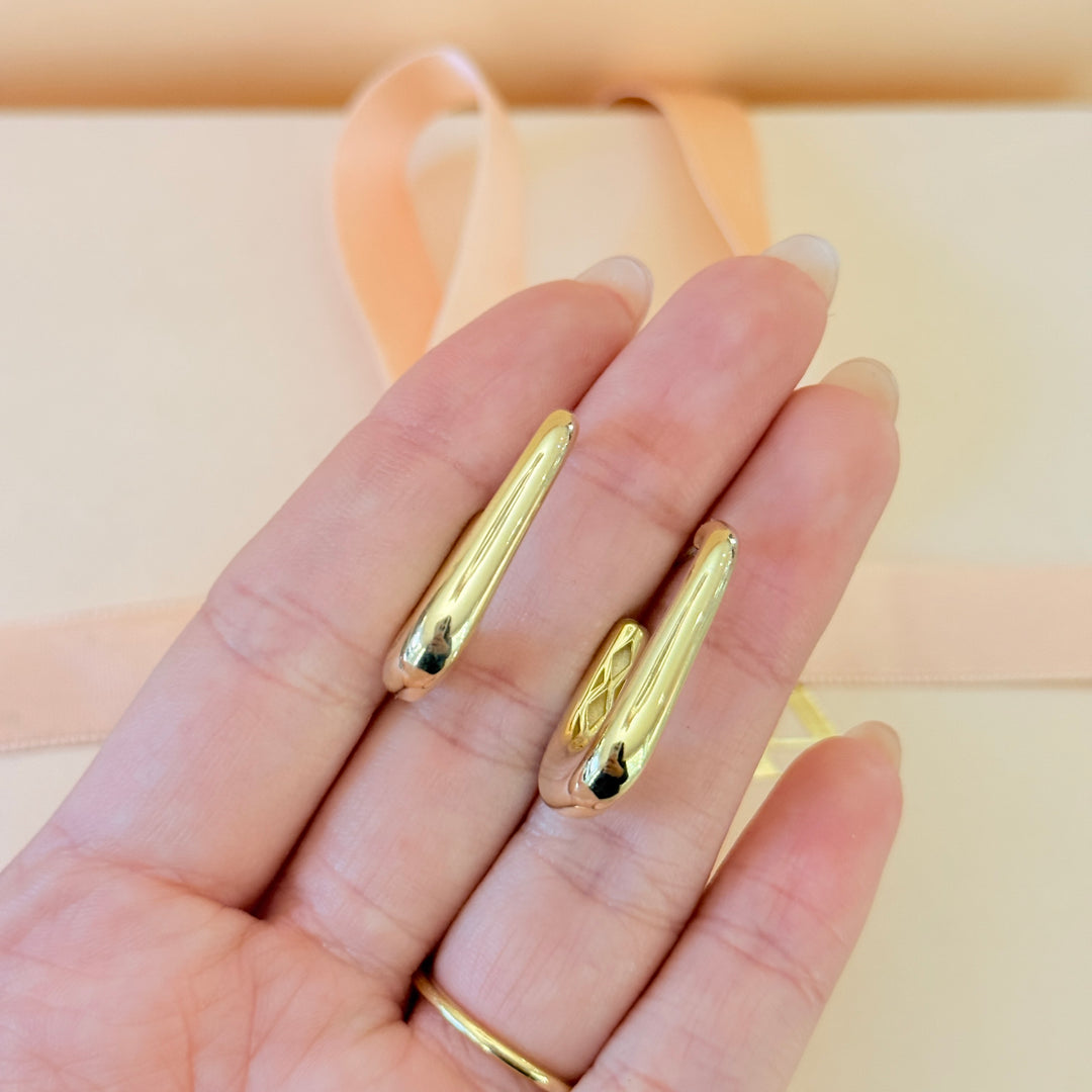 Rectangular sterling silver gold plated earrings