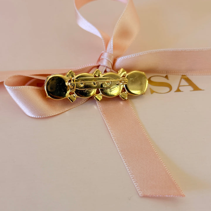 Light pink and lilac preciosa crystals gold plated brooch