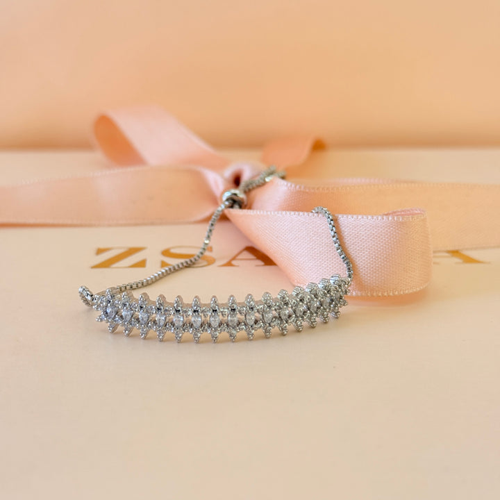 Marquise zircone silver choker set