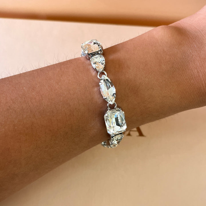 Swarovski crystal mix of shapes white gold plated bracelet