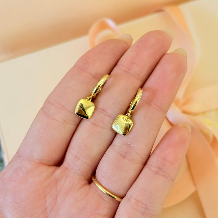 Square sterling silver gold plated hoops