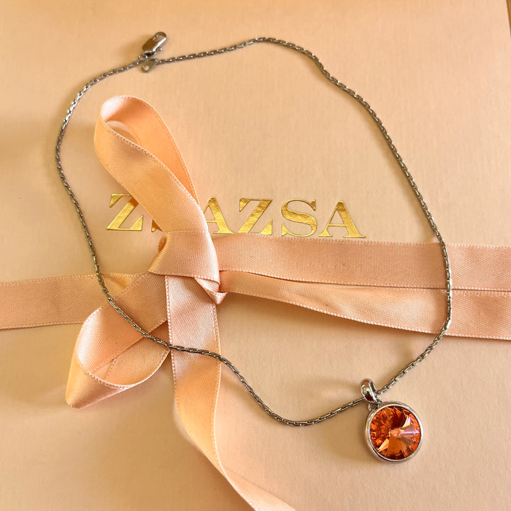 Coral Swarovski crystal pendant