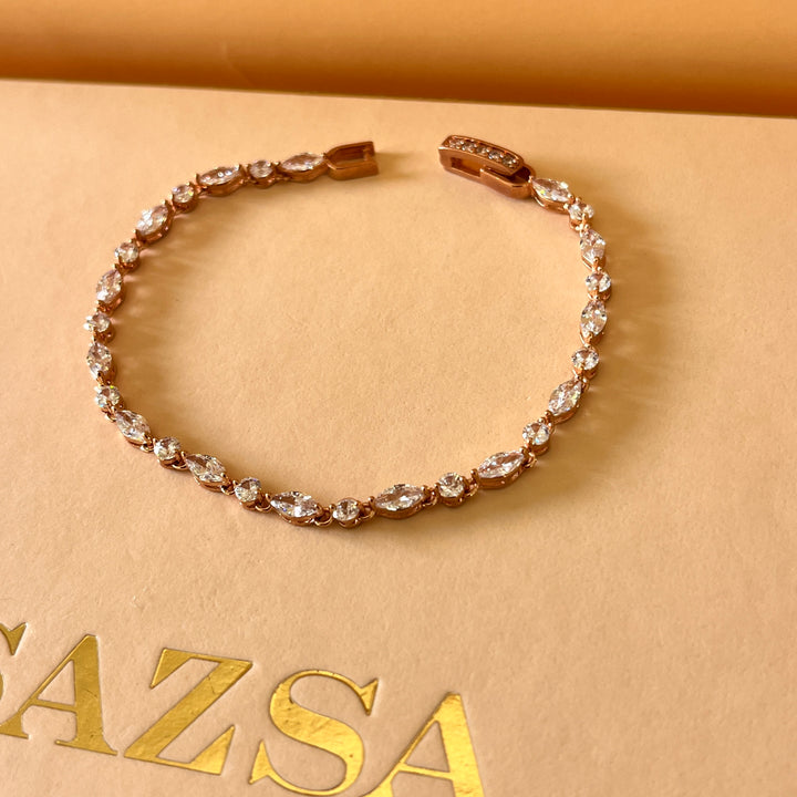 Marquise and round zircone rose gold plated bracelet