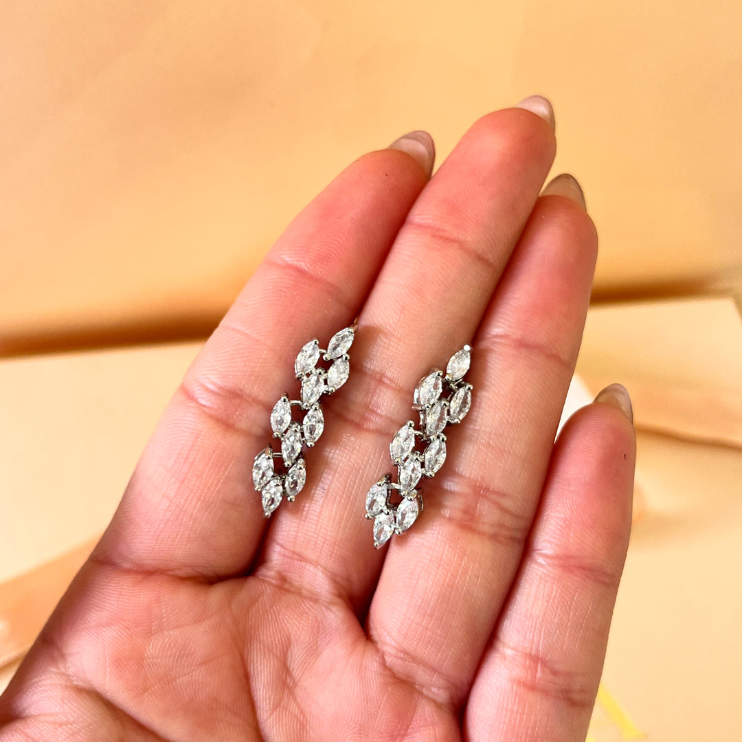 Marquise zircone white gold plated set