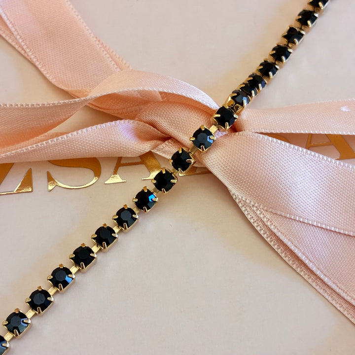 Dainty Black Preciosa crystals bracelet